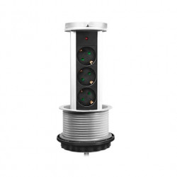 REGLETA DE MESA RETRACTIL 3 TOMAS 18M LOGILINK PLATEADA
