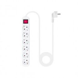 REGLETA 6 TOMAS 14M NANOCABLE CON INTERRUPTOR BLANCO