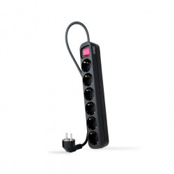 REGLETA 6 TOMAS 14M NANOCABLE CON INTERRUPTOR NEGRO